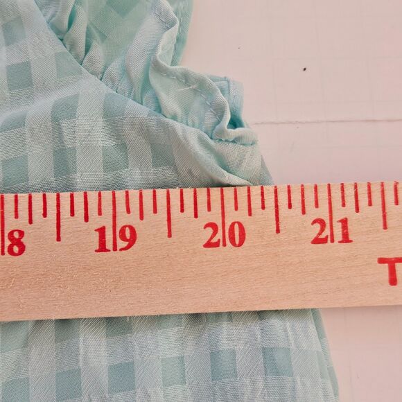 Biltmore Nightgown Womens Medium Aqua Checks Neckline w/ Net Flowers Lined - Picture 8 of 12